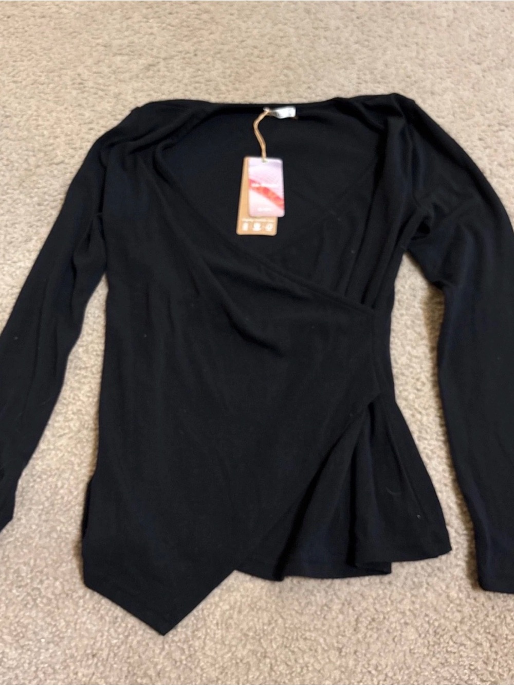 NWT OGL Eco Mousse Surplice Wrap Long Sleeve Asystematic Top Sz Med
